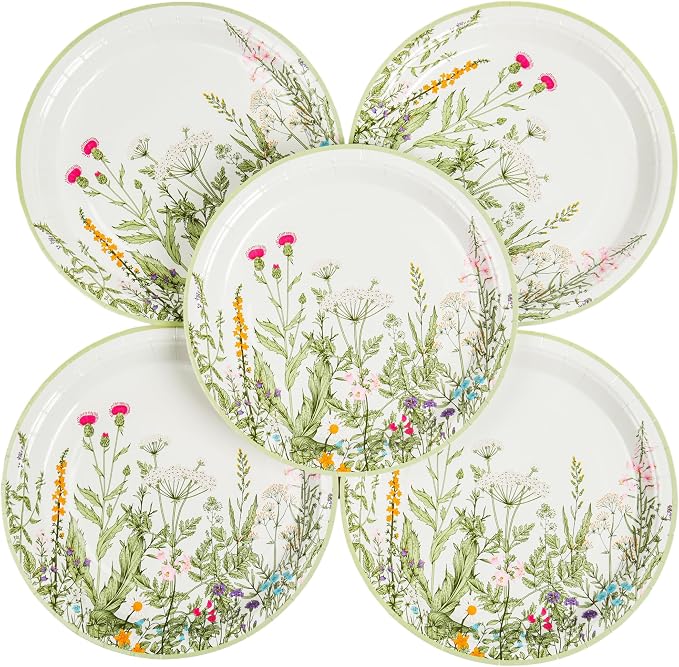 AimFun 24 Pcs Wildflower Diposable Paper Plates 9 Inch Floral Party Plate | - Image 8