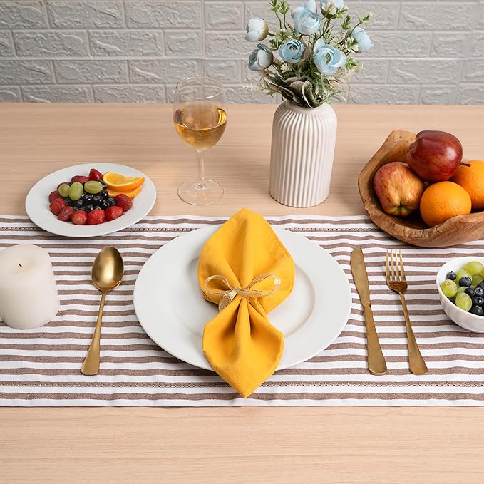 Blue Needles Solid Cloth Napkins Set of 12 Golden Yellow 100% Cotton Dinner Napkins 18x18 inches - Soft, Reusable, Absorbent & Washable Linen Ideal for Wedding Events, Parties & Everyday Use