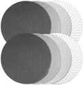 Kochorie Set of 8 Round Woven Cotton Placemats, 13 Inch Boho Table Mats for Kitchen and Dining Table, Farmhouse Heat Resistant Washable Trivets, Fall Thanksgiving Christmas Décor (Mixed Gray)