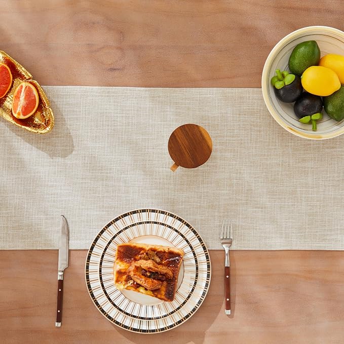 Rustic Cotton Linen Table Runner, 13x108 Inches Taupe | Farmhouse Style Linen - Image 5