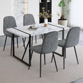 Modern 55'' Grey Wood Dining Table Set - Kitchen Table and Chairs Set of 4, Ideal for Dining Room