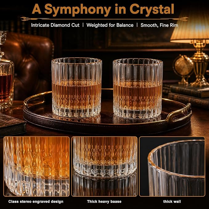 10oz Ribbed Glass Cups Set of 6, Vintage Glass Tumblers - Image 3