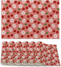 Cherry Berry Flowers Placemats Set of 6 Linen Washable, Heat-Resistant 12x18 Inch Table Place Mats for Kitchen Dining for Home Party Holidays