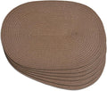Noctiflorous Oval Braided Placemats Set of 6 Woven 12x18 Inch Non Slip Washable Heat Resistant Place Mats Round Tablemats for Dining Kitchen Party Daily Table Decor Dinner Mats (Solid Brown, 6)