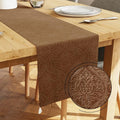 Encasa XO Table Runner, Embossed Velvet, Elegant 13"x94" | Coffee, 175 GSM by EncasaXO