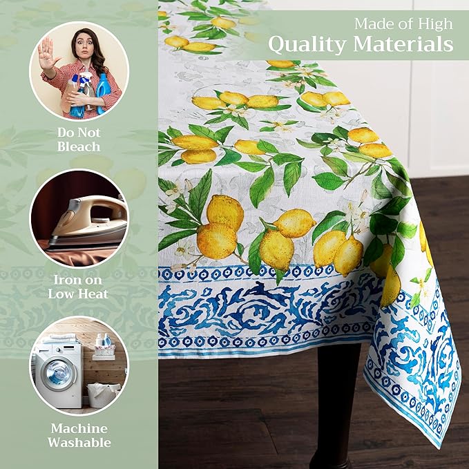 Maison d' Hermine Table Cloth Rectangle Table 100% Cotton 60 x 90 Inches Tablecloth Reusable Decorative for Dining Room Farmhouse Home Valentines Day Decorations Spring Summer - Cedrat