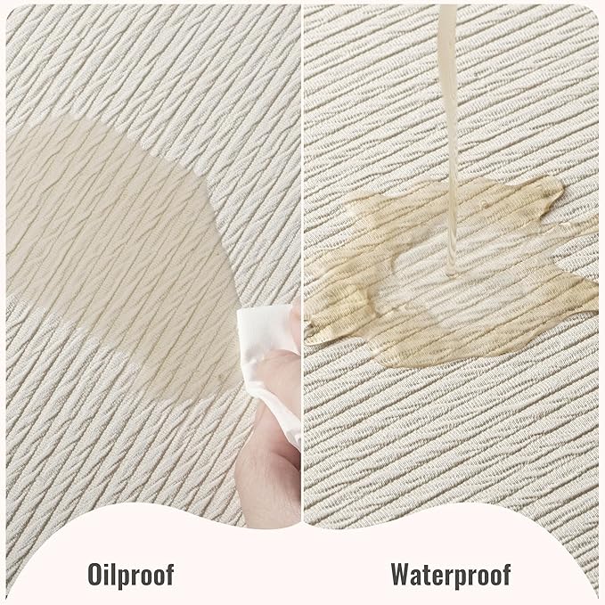 Jovono Faux Leather Placemats Set of 6, Waterproof Washable Table Mats, Easy-Clean Heat Resistant Kitchen Vinyl Place Mat for Dining Table, Restaurant, Indoor, 17.8"x11.8", Ivory