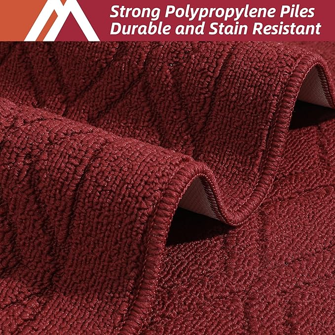 COSY HOMEER-Kitchen-Rugs-Non-Slip-Washable 24"x60" Absorbent Kitchen Runner Rugs Polypropylene Kitchen Mats for Floor,Sink Mat,Hallway,Laundry,Red