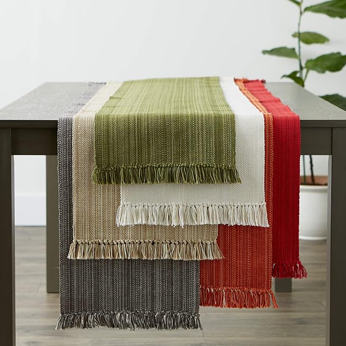 DII Variegated Tabletop Collection, Table Runner3x108, Tango Red - Image 6