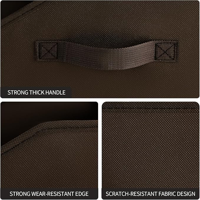 Closet Baskets for Shelves Trapezoid - Decorative Storage Baskets with Handle, Closet Bins for Organization, Shelf Storage Bins for Clothes, Books, Home, Office, 8 Pack, Brown