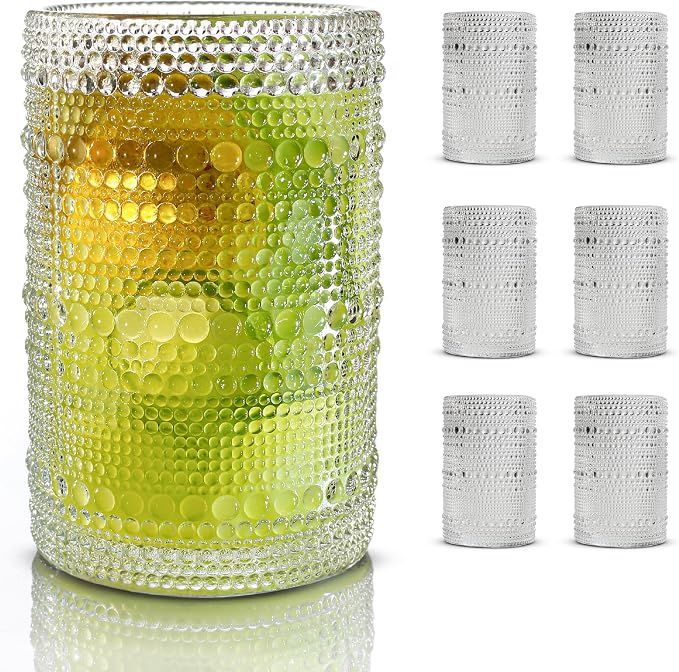 Hobnail Drinking Glasses, Vintage Glassware Set of 6, Vintage Drinking Glasses by BULK+PARADISE