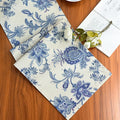 Blue Table Runner Cotton Polyester, 12x72 Inch | Waterproof Seasonal Spring by ZIWUROAD