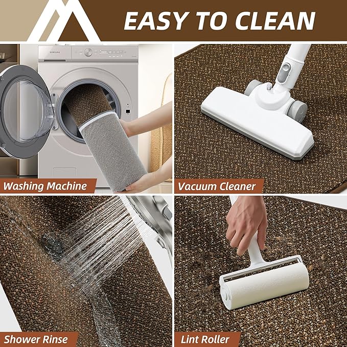 COSY HOMEER Kitchen Rugs Non Slip Washable 24"x36"+24"x60" Absorbent Kitchen Mats for Floor Stain Resistant Kitchen Runner Rug Sets of 2 Kitchen Floor Mats for Sink,Brown