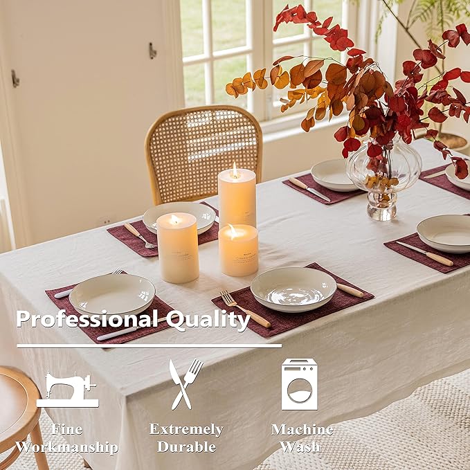 Home Brilliant Red Placemats Set of 8 Cloth Placemat for Holiday Valentine's Day Heat Resistant Dining Table Mats Kitchen Washable Place Mats, Wine Red