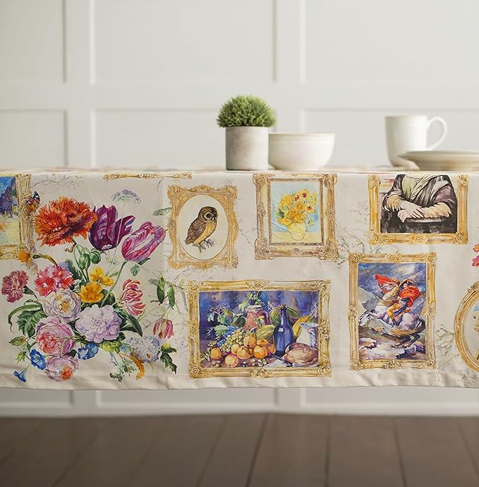 Maison d' Hermine Table Cloth Rectangle Table 100% Cotton 54 x 72 Inches Tablecloth Reusable Decorative for Dining Room Farmhouse Home Valentines Day Decorations Spring Summer - Masterpiece