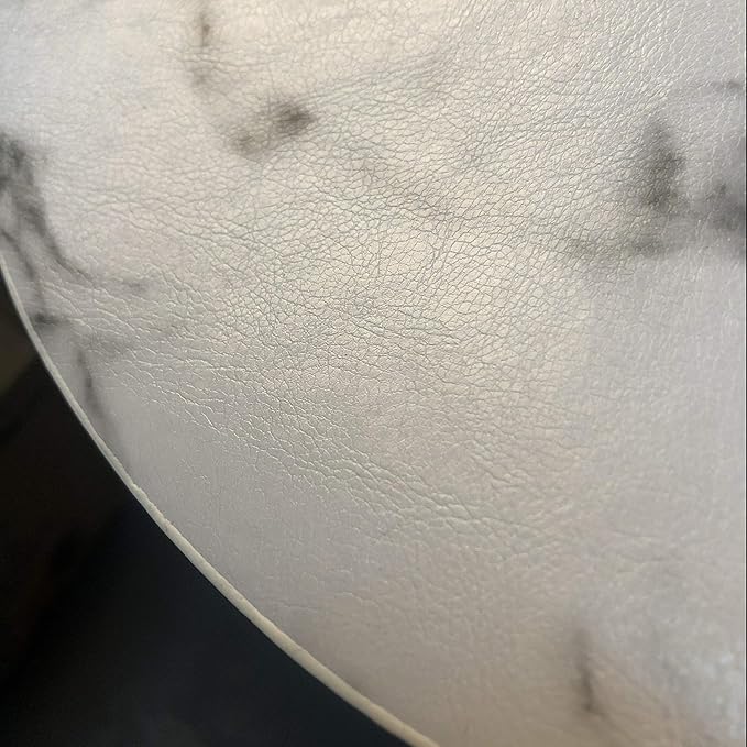 Set of 8 Marble Round Placemats and Coasters, Faux Leather Waterproof Table Mats, Easy to Wipe Off for Kitchen Dining Round Table