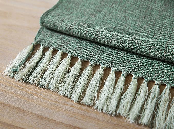 Green Table Runners 72 Inches Long, Burlap Linen Style Rustic Farmhouse Table - Image 6