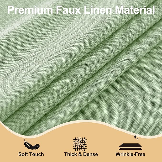 JIUZHEN Square Table Cloth Faux Linen Farmhouse Tablecloth Wrinkle and Stain Resistant Decorative Fabric Table Cover for Kitchen, Dining Room, Parties and Camping, Sage Green, 70 x 70 Inch