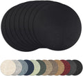 13" Round Placemats Set of 8, Reversible Faux Leather Heat Resistant Table Mats, 100% Waterproof Oilproof Wipeable Table Protective Placemats for Vinyl, Washable for Indoor (8, Black)