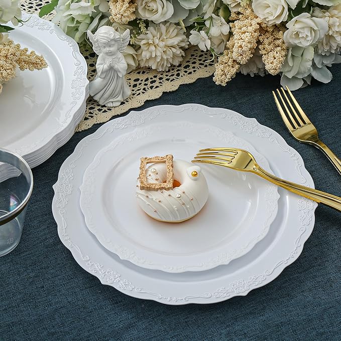 100 Pcs White Dessert Plastic Plates - Image 6