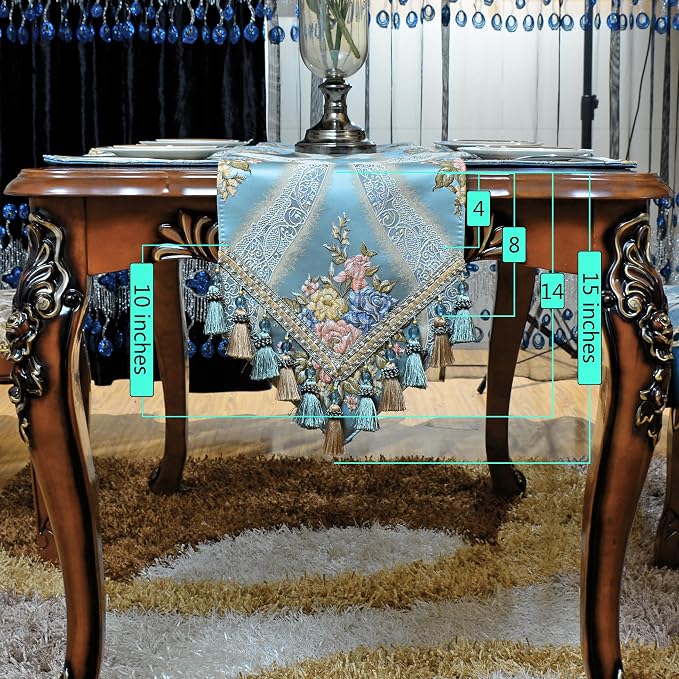 Extra Luxury Velvet Blue Table Runner 120 Inches Long - Image 2