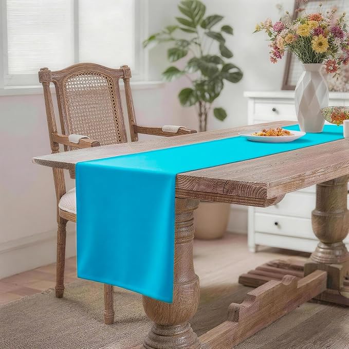 MEANMOY Teal Table Runner 48 Inches Long Waterproof Table Runners | Washable - Image 2