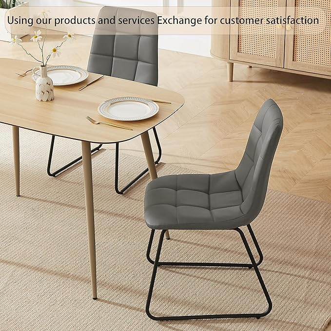 55.1'' Natural Wood Dining Table Set for 4 with Leather Chairs - Easy Assembly 4-Piece Kitchen Table and Chair Set, Scratch-Resistant Waterproof Surface (Modern Farmhouse Style)