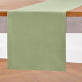 Solino Home Linen Small Table Runner 36 Inches - Athena, 100% Pure Linen Chambray Olive Table Runner 14 x 36 Inch Ideal for Dresser and Coffee Tables - Spring, St Patricks Day