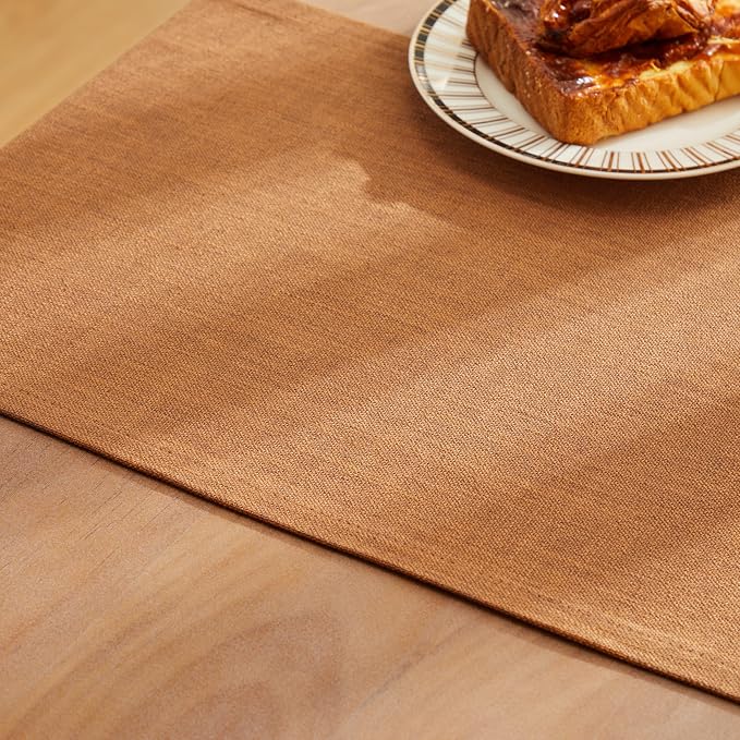 Rustic Cotton Linen Table Runner, 13x60 Inches Caramel | Farmhouse Style Linen - Image 6