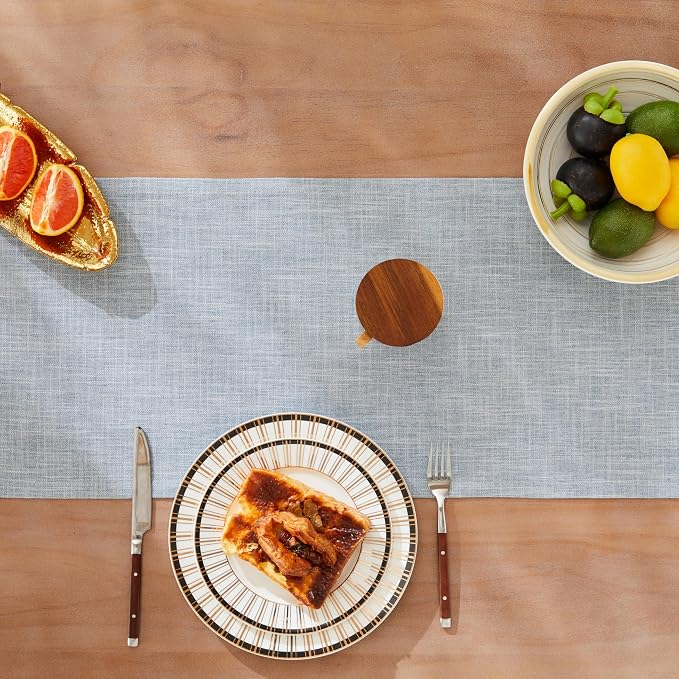 Rustic Cotton Linen Table Runner, 13x36 Inches Blue | Farmhouse Style Linen - Image 5