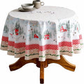 Maison d' Hermine Table Cloth Round Table 100% Cotton 63 Inches Fall Tablecloth Reusable Everyday Use for Thanksgiving Christmas Decorations Dining Farmhouse Party (Rural Christmas)