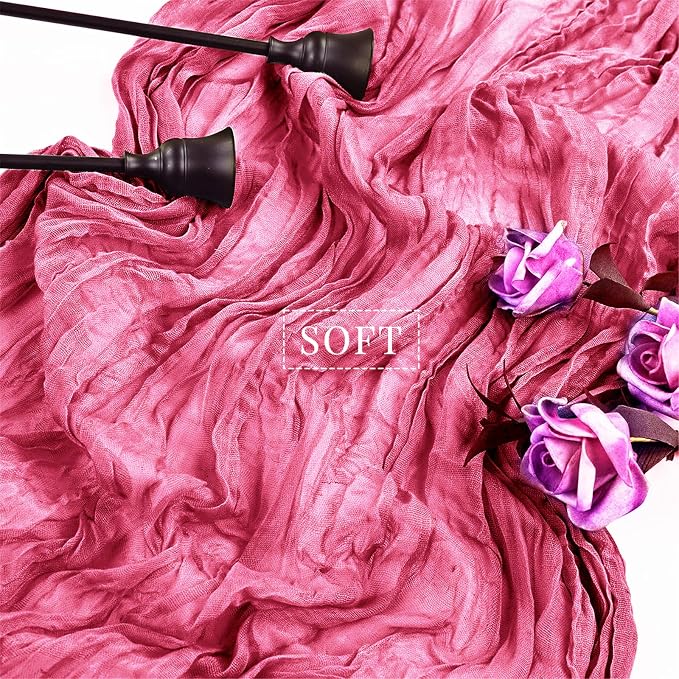 6 Pieces Hot Pink Cheesecloth Table Runners 10FT Gauze Fabric Runner - Image 4