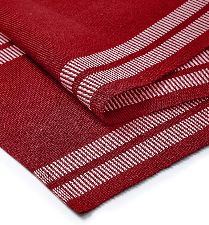 Encasa XO Table Runner, Yarn Dyed Ribbed Cotton 13"x59" | Ladder Red, 12-Ply - Image 5