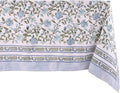 ATOSII Mahoka Blue 100% Cotton Rectangle Tablecloth, Handblock Floral Print Linen Table Cloth for Kitchen Dining I Parties, Outdoors, Weddings, Holidays, Summer I 72 X 108 Inches I 8 Seater