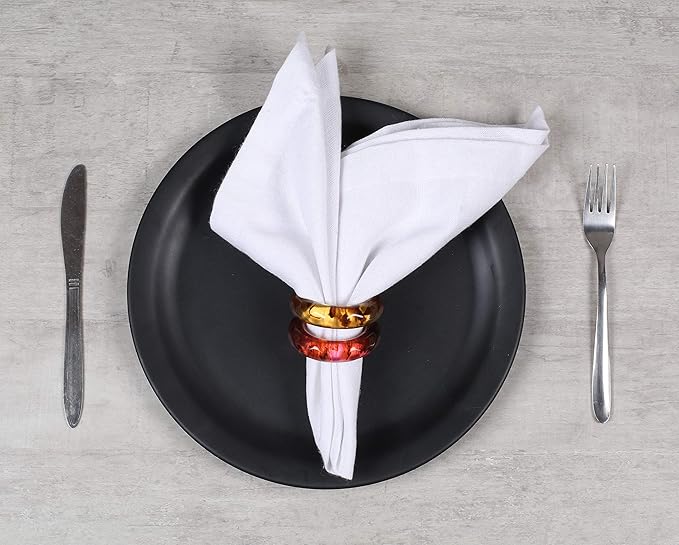 ALPHA Living HOME Napkin Rings Set of 12 - Handmade Epoxy Resin Napkin Holders for Elegant Table Decor, Dining, Weddings, Parties & Special Events - Durable & Stylish Serviette Rings (Spring Color)