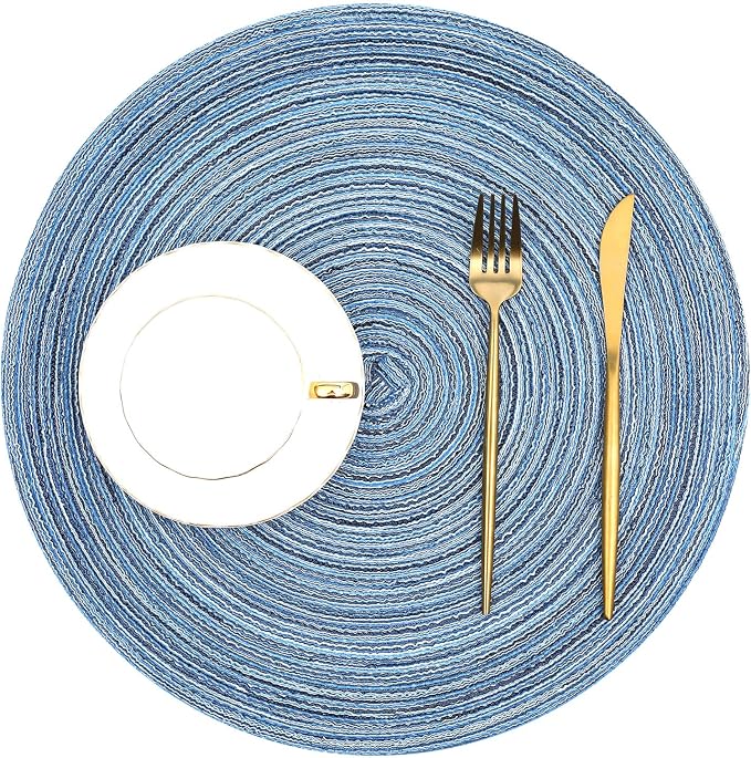 SHACOS Round Braided Placemats Set of 4 Dining Table Placemats 15 inch Circle - Image 2