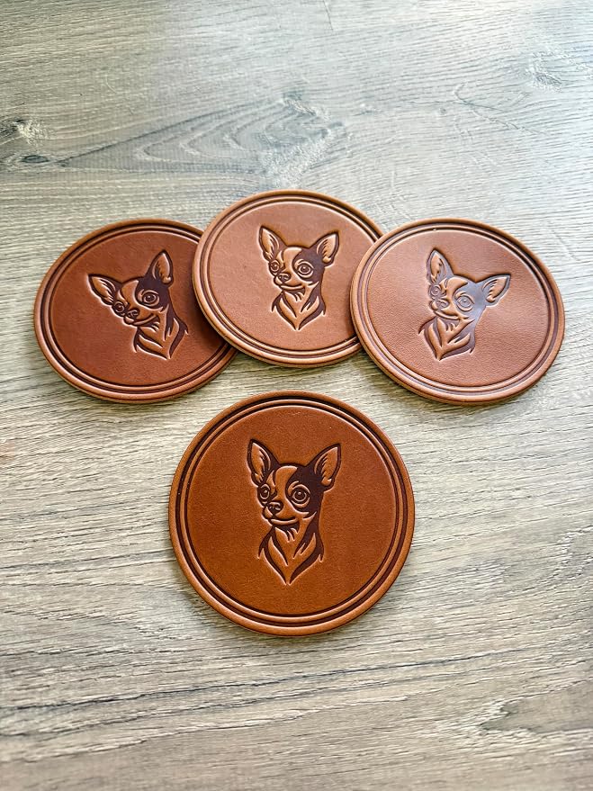 Dog Breed Leather Coasters – Premium Full Grain Table Protectors - Image 3