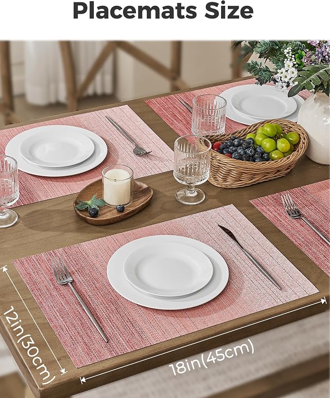 Leetaltree Gradient Pink Woven Placemats Set of 24 - Image 3