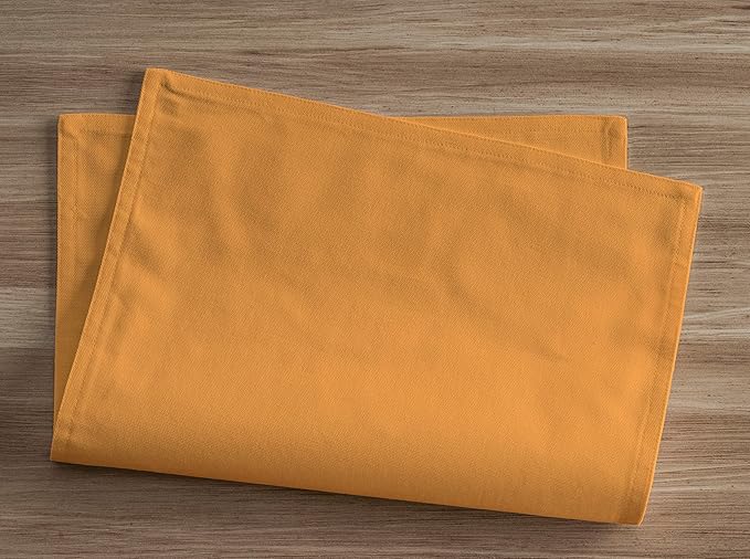 Calicot Placemats Set of 6 100% Cotton Washable Cloth Place Mats, Reusable Table Mats for Spring/Summer & Thanksgiving Christmas Decorations Kitchen Dining Party Wedding (Apricot Yellow, 13" x 19")