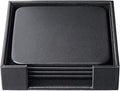 Dacasso Black Leather 4-Square Coaster Set by Dacasso