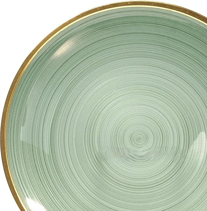 " OCCASIONS " 240 Plates Pack,(120 Guests) Premium Wedding Party Disposable Plastic Plates Set -120 x 10'' Dinner + 120 x 7'' Salad/Dessert (Belize in Green & Gold)