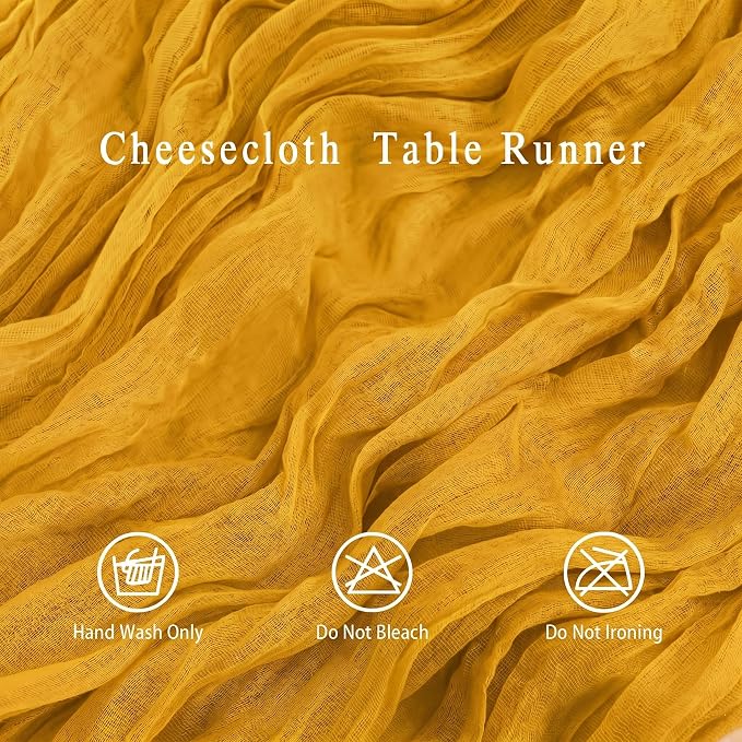 8 Pack Gold Cheesecloth Table Runner 17x108 inch Rustic Gauze Table Runner - Image 3