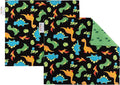 Funkins Reusable Cloth Placemats for Kids & Lunch Boxes | Reusable, Eco-Friendly | 15"x13", 2-ply, Thick, Absorbent, Machine Washable | Set of 2 Placemats (Black Dinosaurs)