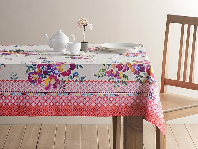 Maison d' Hermine Table Cloth Rectangle Table 100% Cotton 60 x 108 Inches Tablecloth Reusable Decorative for Dining Room Farmhouse Home Valentines Day Decorations Spring Summer - Rose Garden