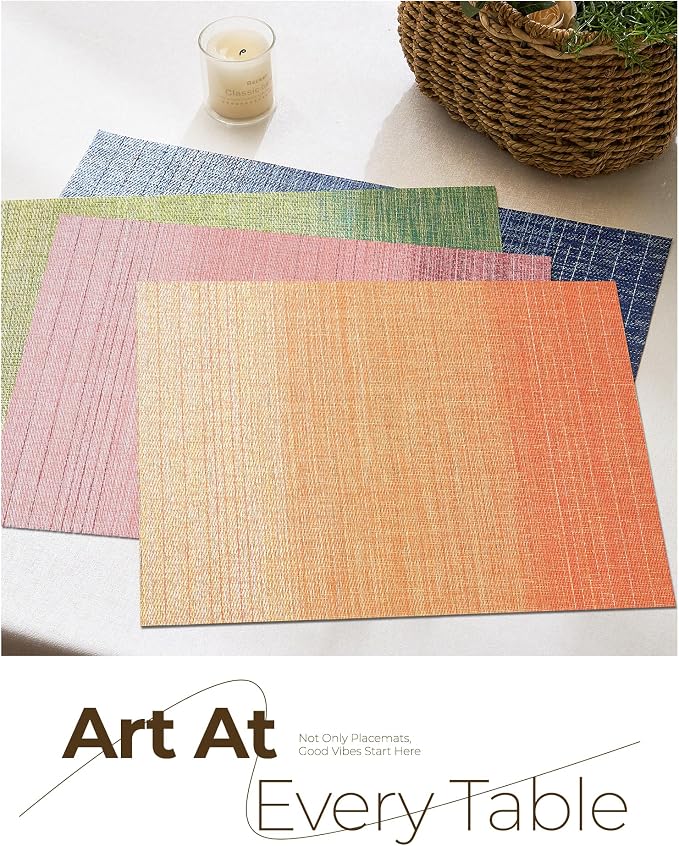 Leetaltree Gradient Burnt Orange Woven Placemats Set of 8 - Image 8