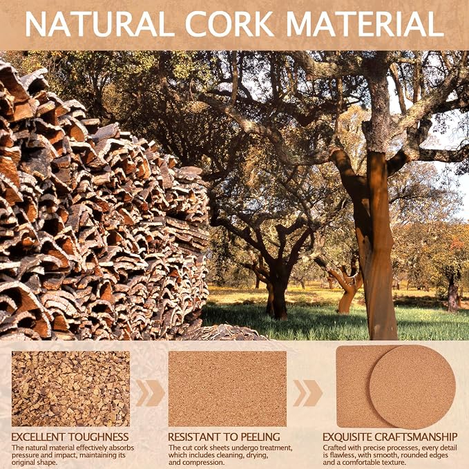 60 PCS Cork Coasters for Laser Engraving, Thick Absorbent Blank Coasters | 4 - Image 4