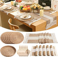 6 Sets Boho Decoration Placemats Round Woven Placemats, Cloth Napkins, Wood by Gandeer