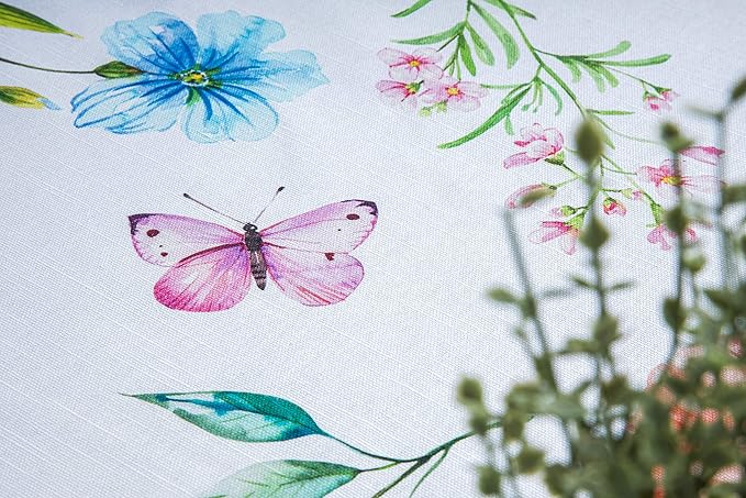 Maison d' Hermine Table Cloth Square Table 100% Cotton 60 x 60 Inches Tablecloth Reusable Decorative for Dining Room Farmhouse Home Valentines Day Decorations Spring Summer - Just Floral