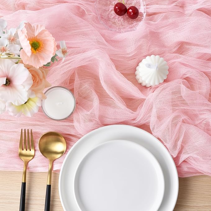 Pink Cheesecloth Table Runner Cheese Cloth Wedding Birthday Party Decor | 10Ft - Image 4