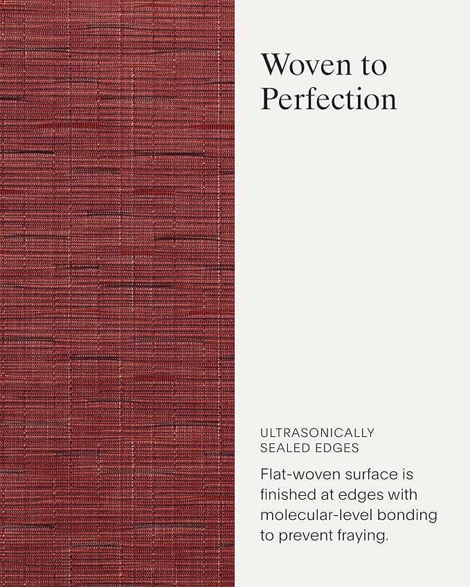 Chilewich Bamboo Placemats Set of 4 - Woven Oval Placemats - Reusable, Stain-Resistant, Indoor/Outdoor Tabletop Protection - 19" x 14" - Cranberry